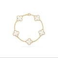 14ct Clover Charm Bracelet/Pearl