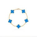14ct Clover Charm Bracelet/Agate
