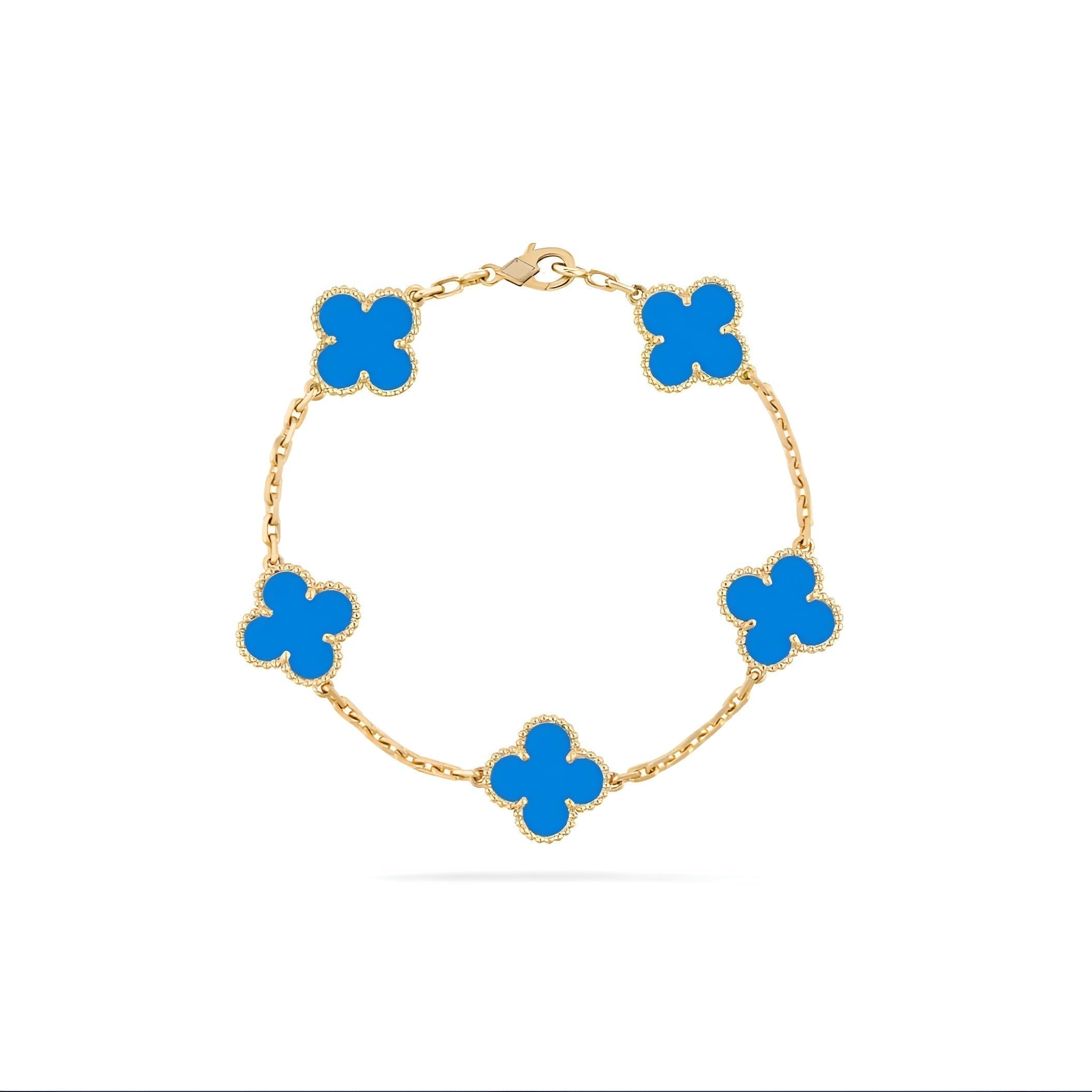 14ct Clover Charm Bracelet/Agate